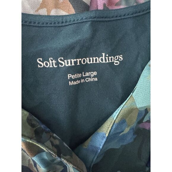 Soft Surroundings Women PL Mariposa Button Up Blouse Blue Watercolor Under Shirt - Picture 4 of 5